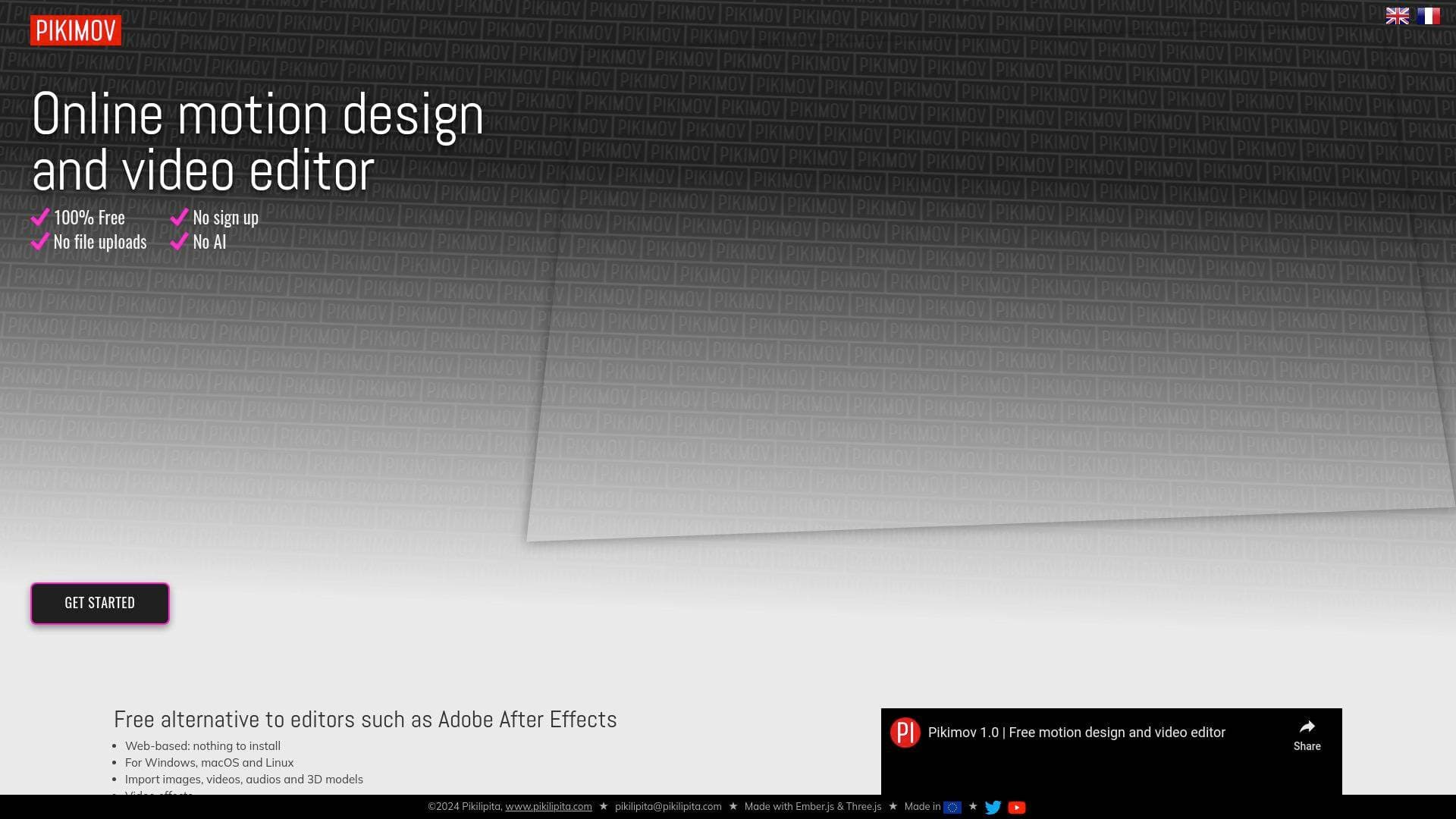 PIKIMOV interface screenshot showing main features and user interface