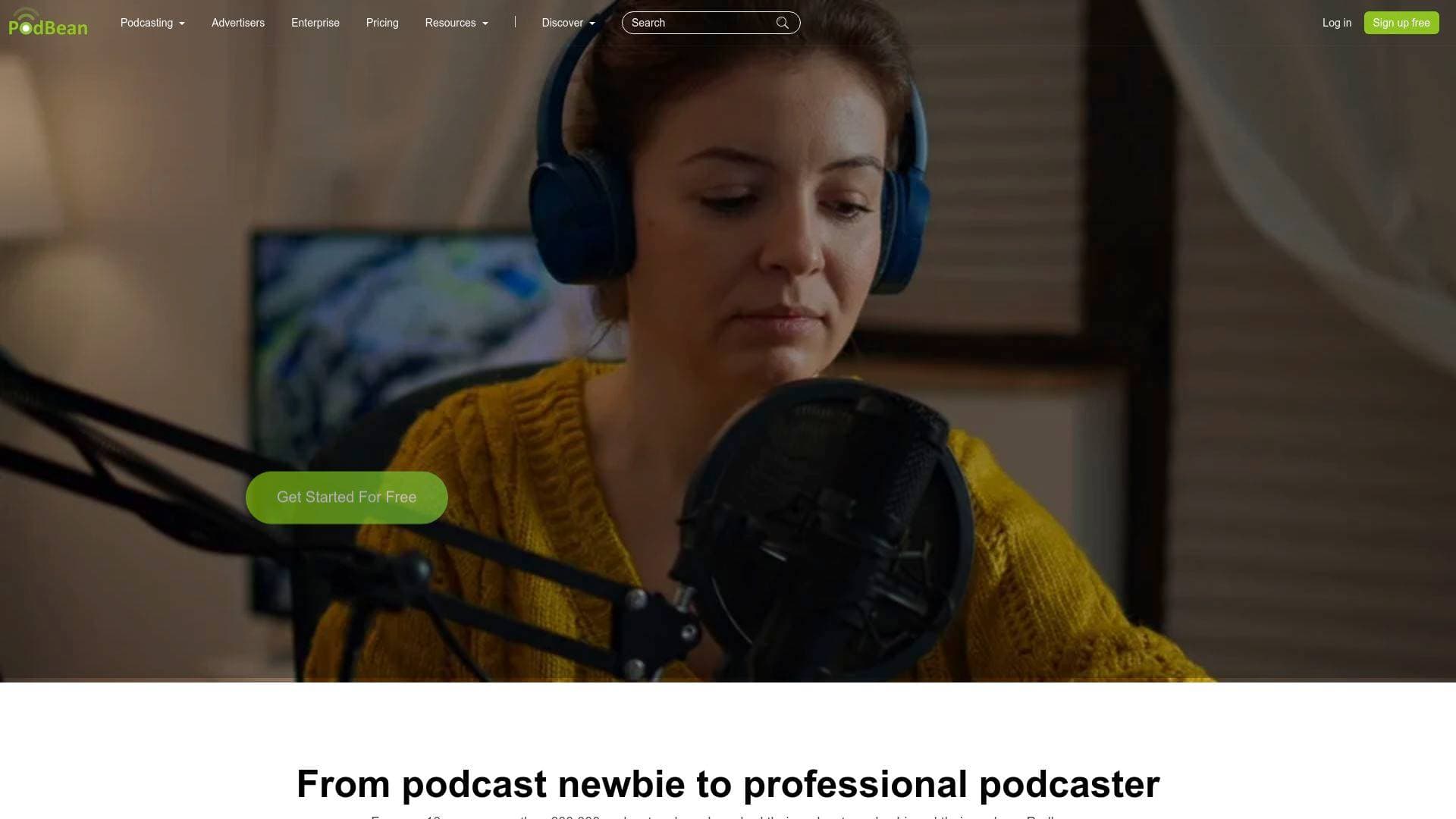 Podbean interface screenshot showing main features and user interface