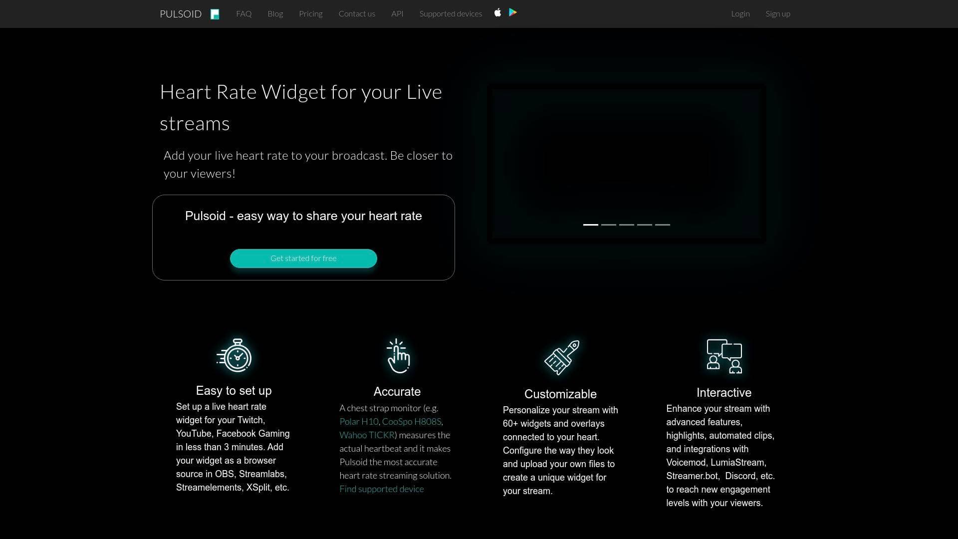 Pulsoid interface screenshot showing main features and user interface