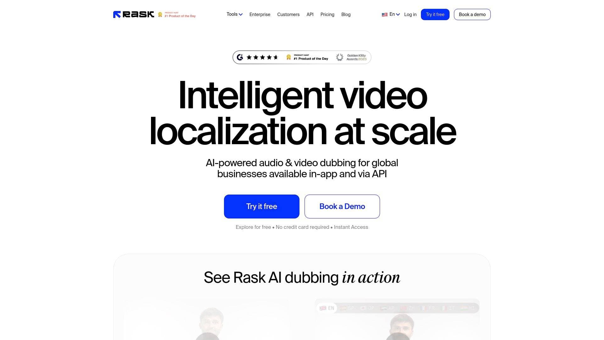 Rask interface screenshot showing main features and user interface