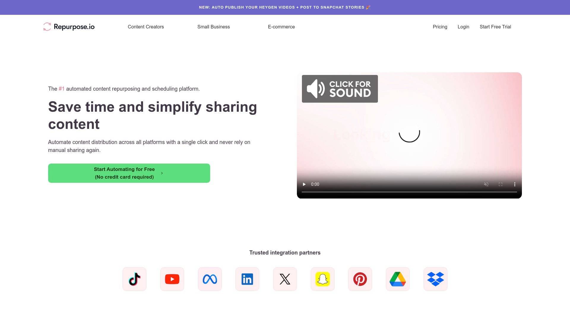 Repurpose interface screenshot showing main features and user interface
