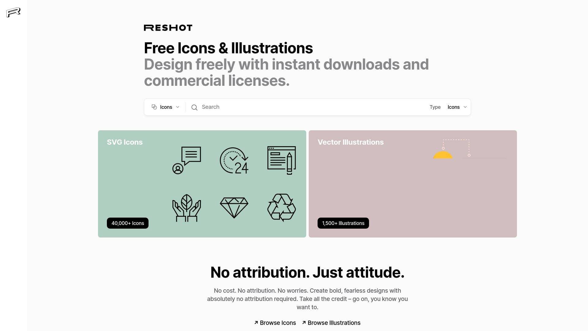 Reshot interface screenshot showing main features and user interface