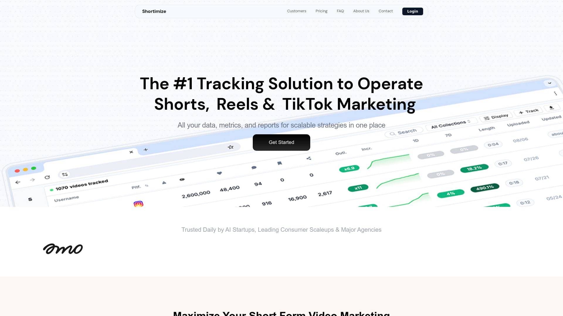 Shortimize interface screenshot showing main features and user interface