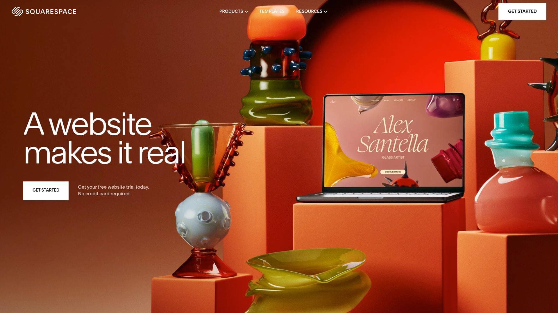 Squarespace interface screenshot showing main features and user interface