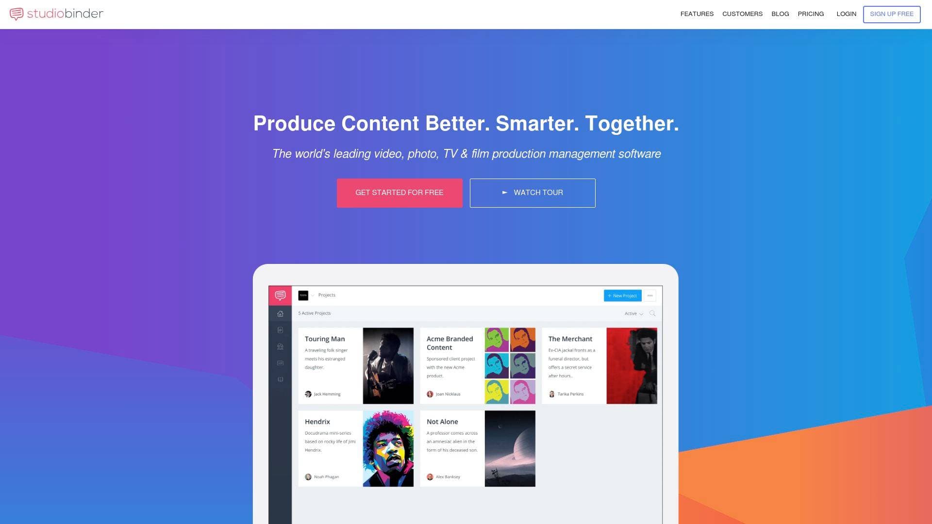 A screenshot of StudioBinder