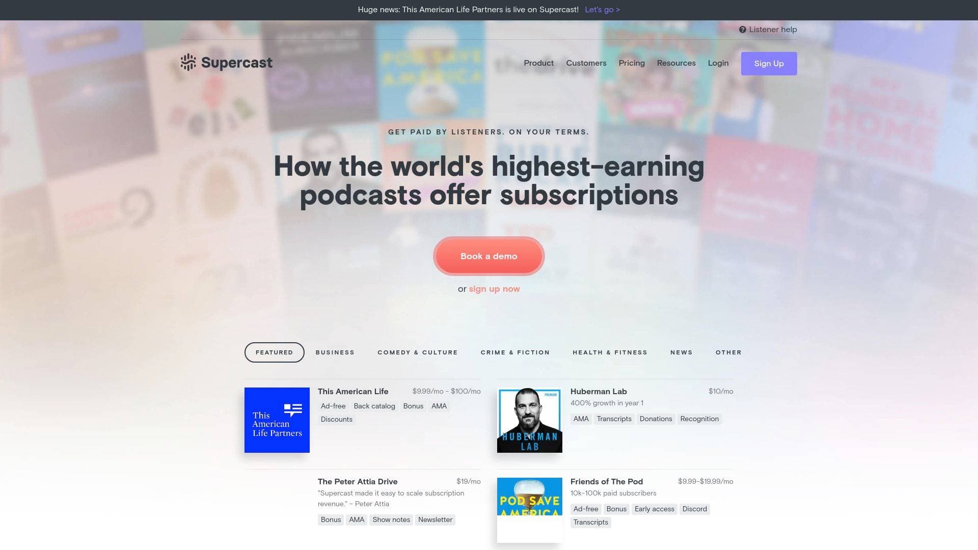 Supercast interface screenshot showing main features and user interface
