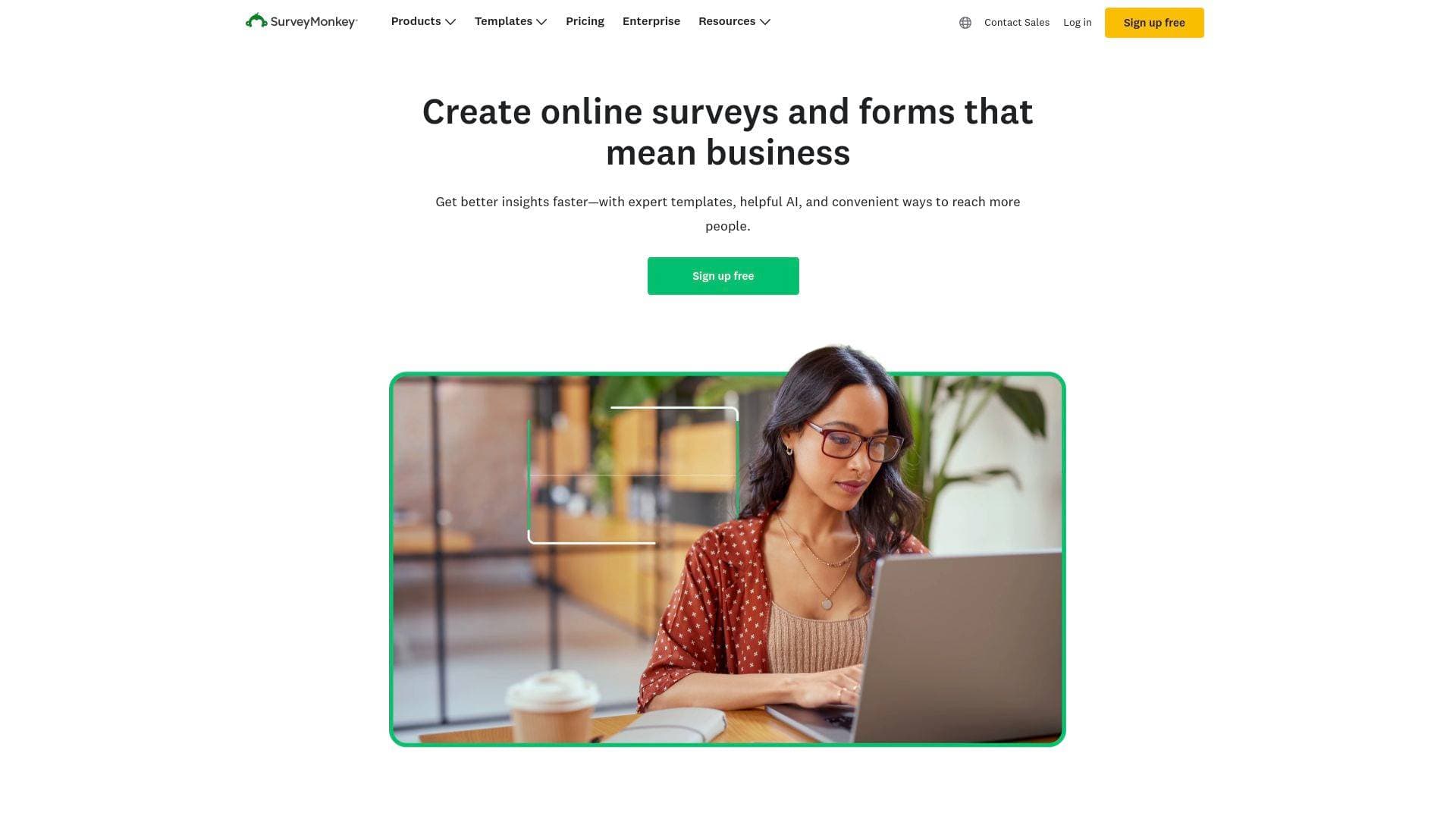 Survey Monkey interface screenshot showing main features and user interface