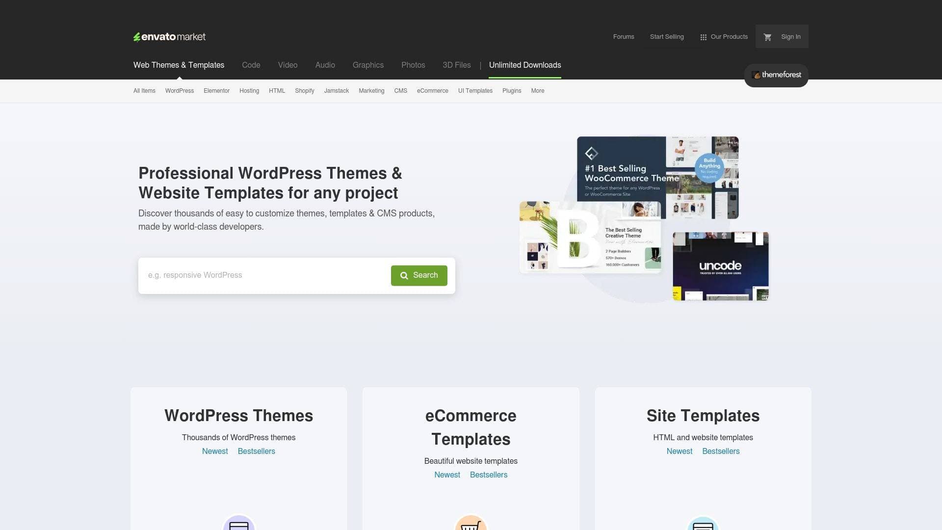 A screenshot of ThemeForest