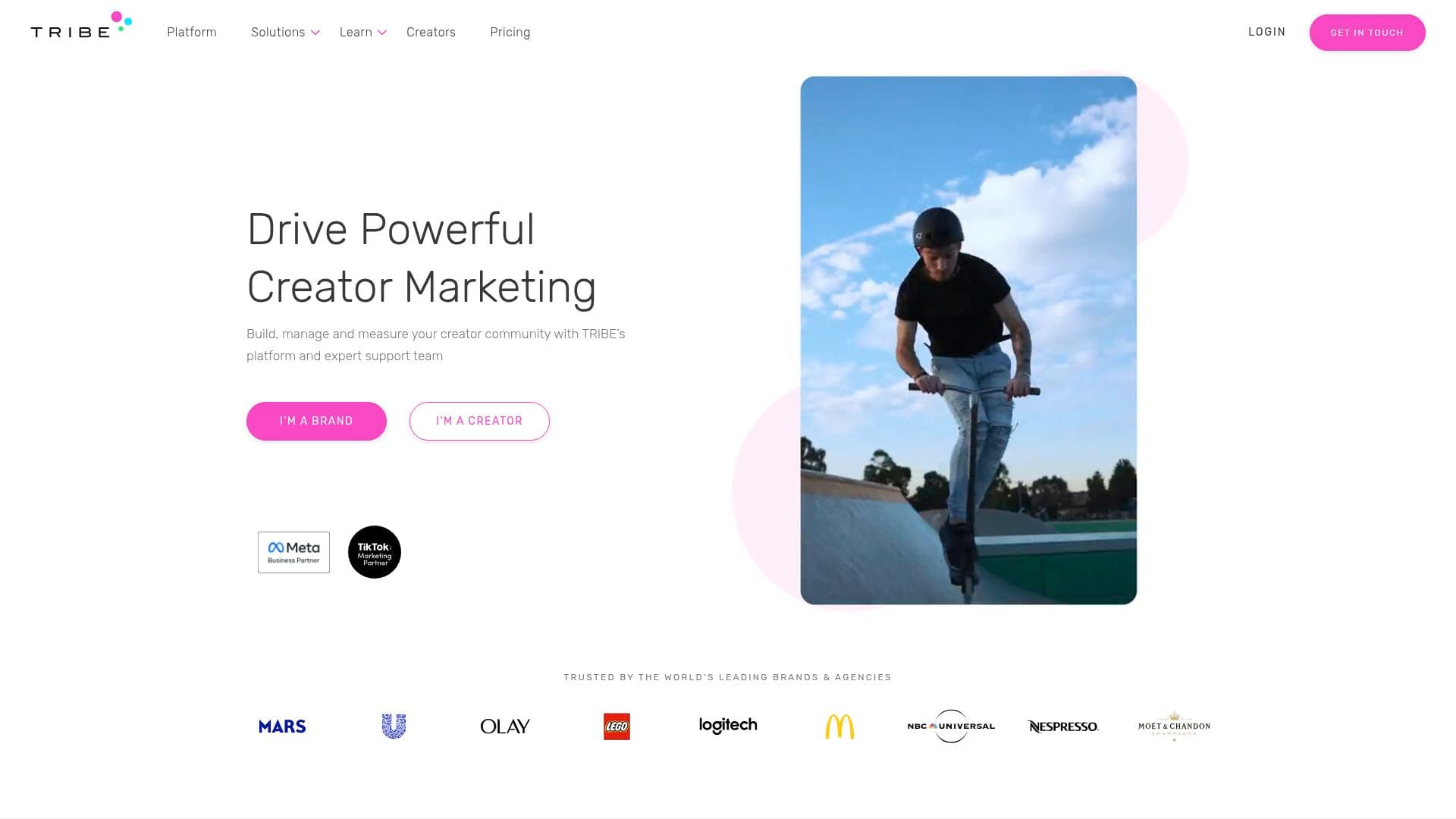 TRIBE interface screenshot showing main features and user interface