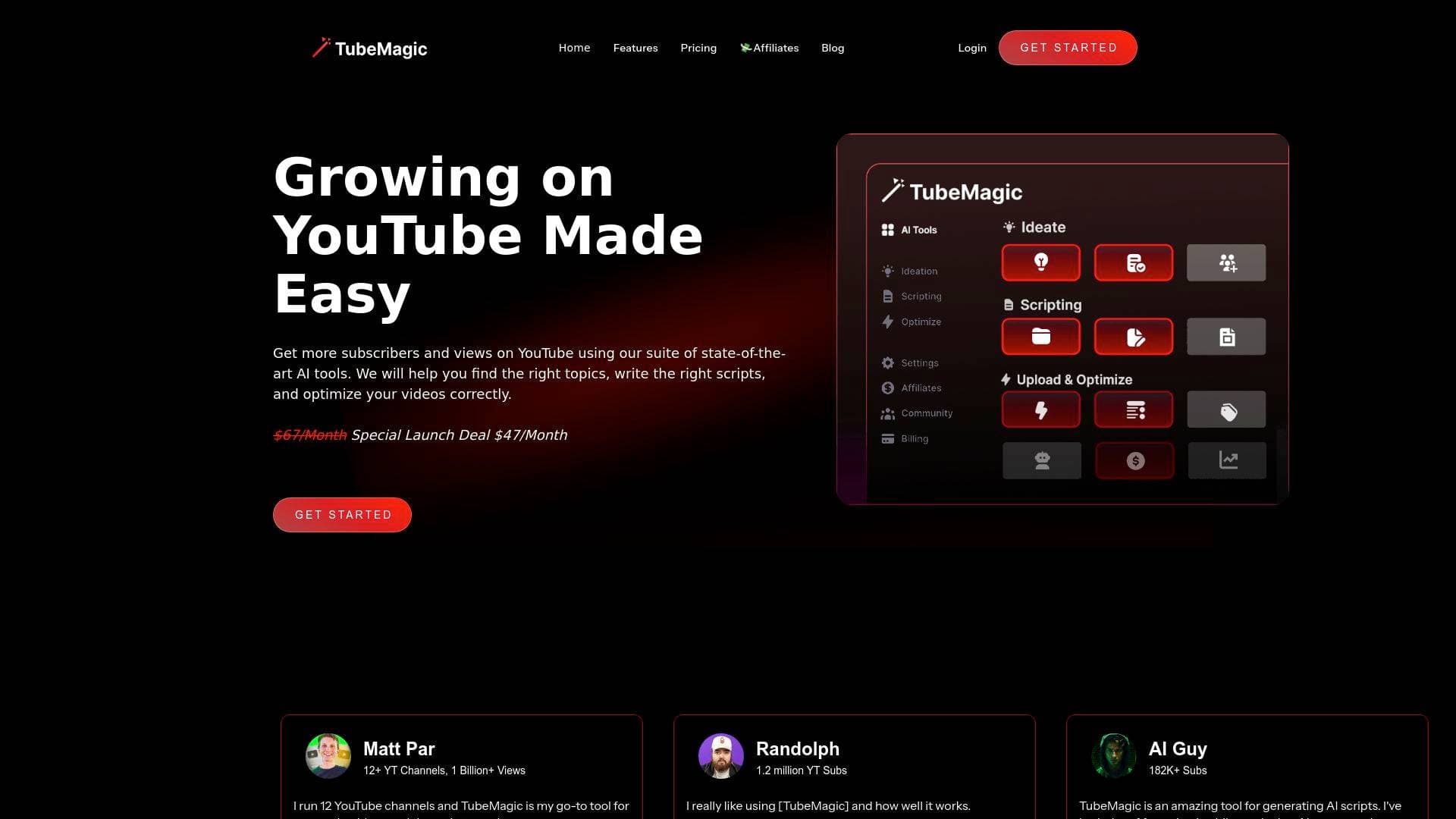 A screenshot of TubeMagic