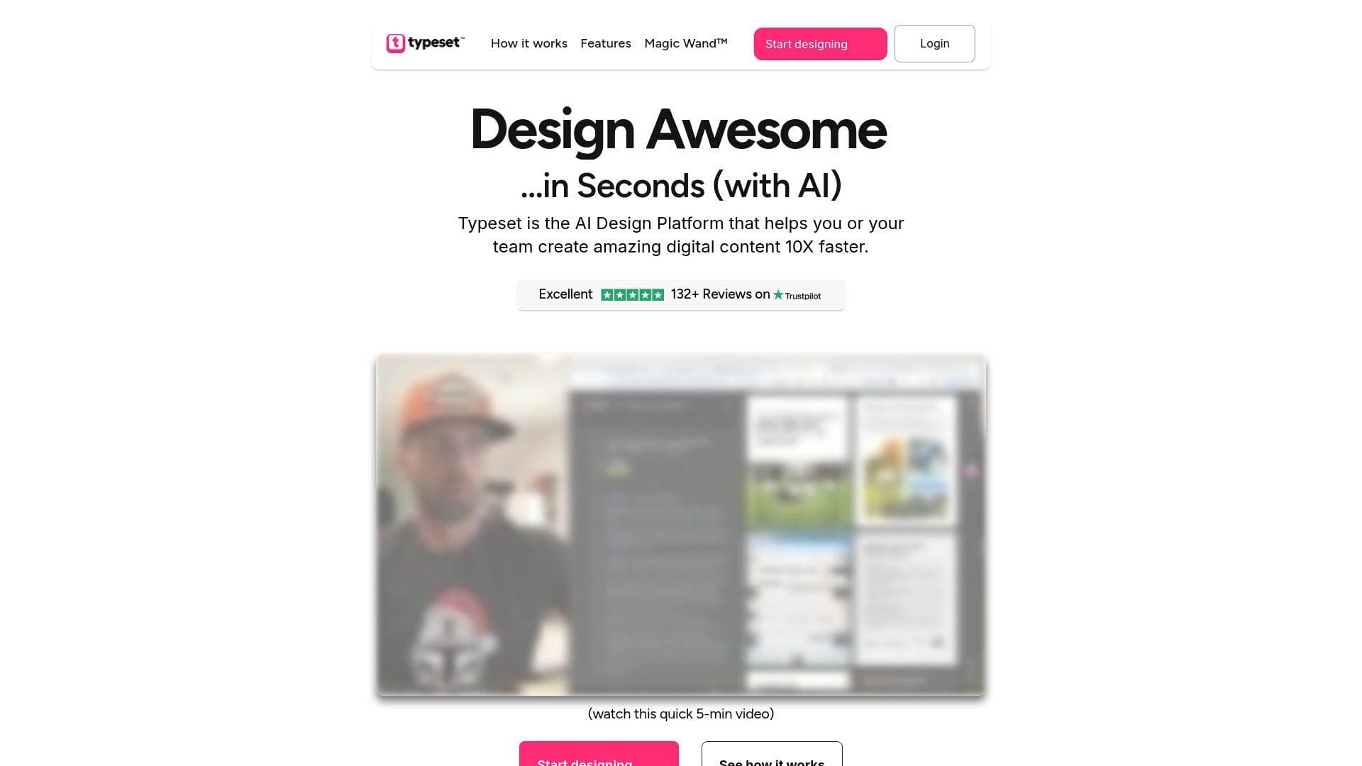 Typeset interface screenshot showing main features and user interface