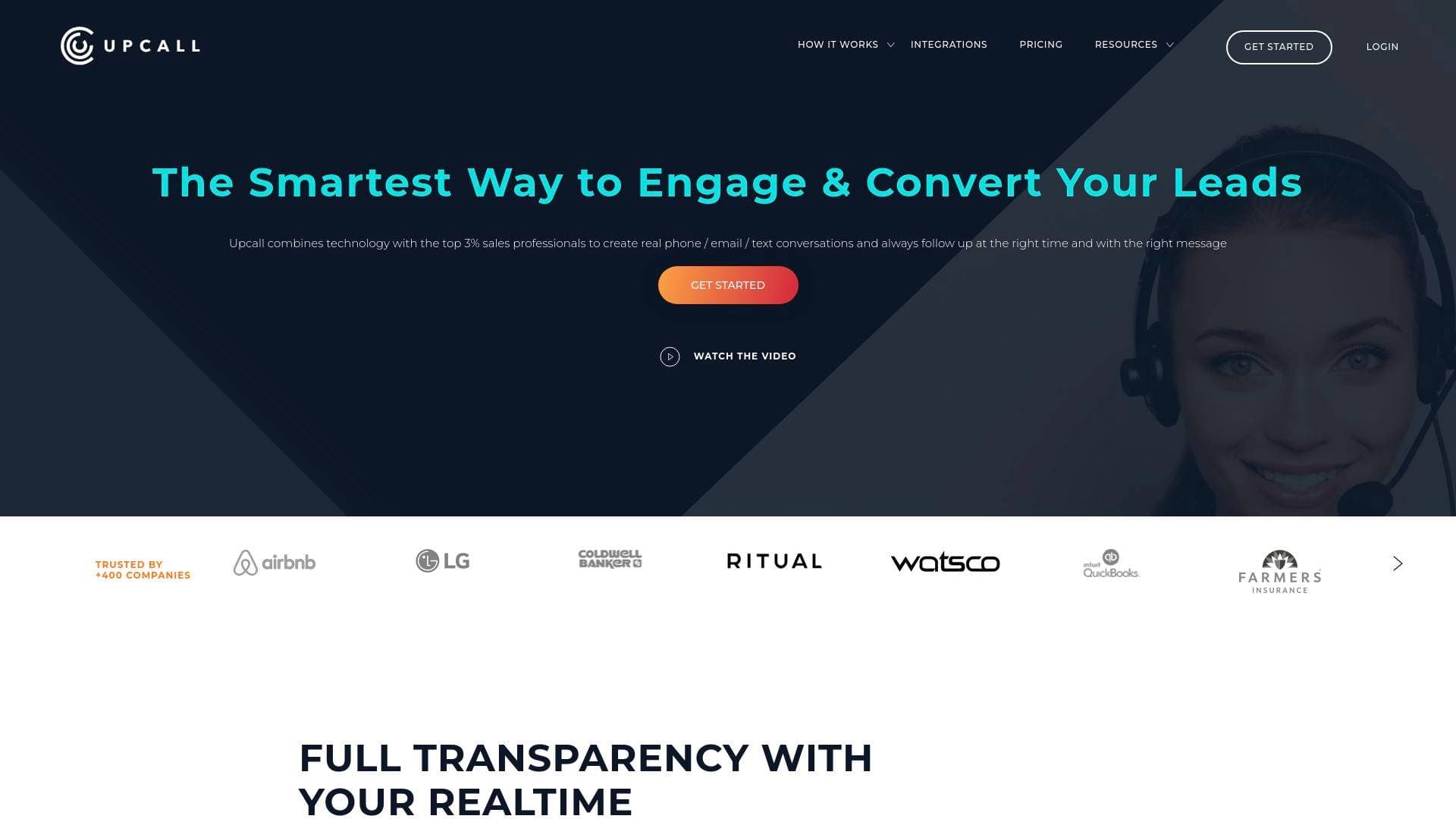 Upcall interface screenshot showing main features and user interface