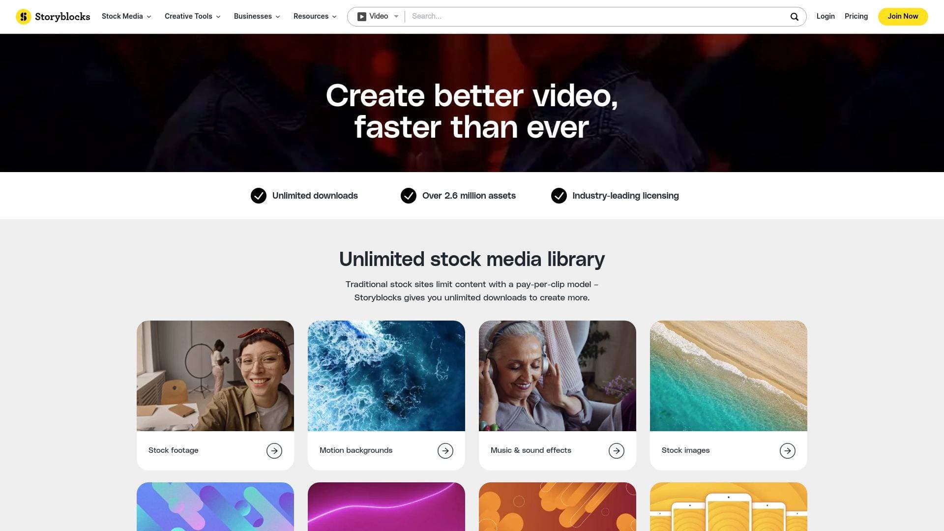 A screenshot of StoryBlocks